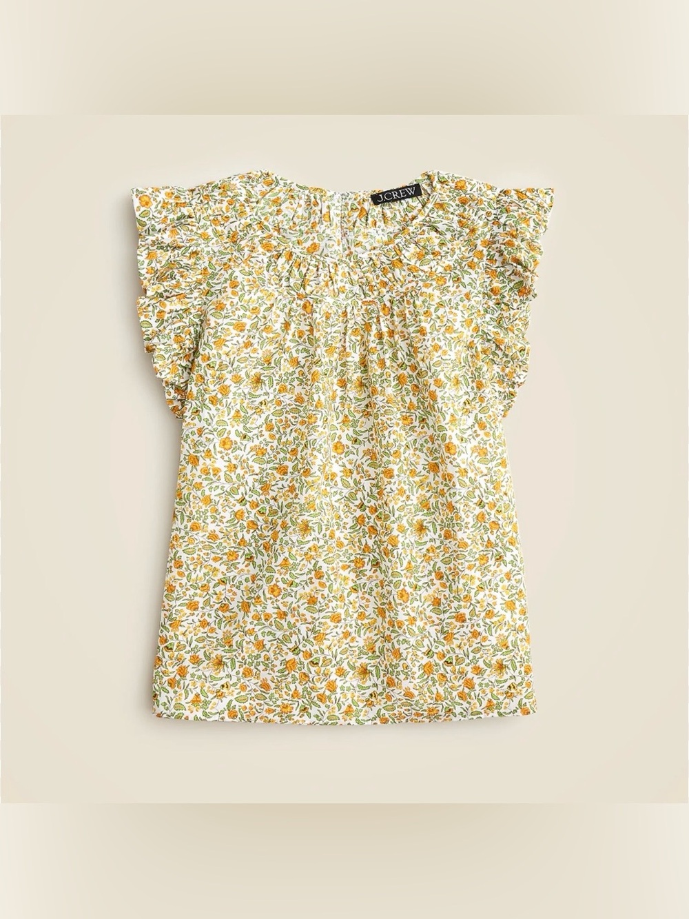 J. Crew Preppy Cottage Gathered Ruffle-Sleeve Top Size XS